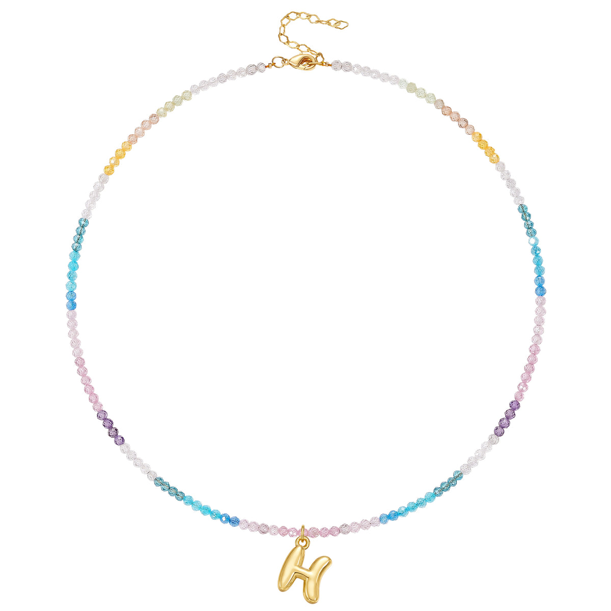 Beaded Bubble Letter Initial Pendant Necklace