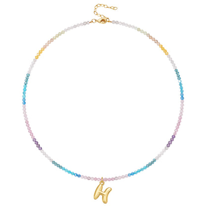 Beaded Bubble Letter Initial Pendant Necklace