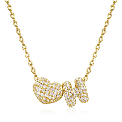 Bubble Heart Initial Necklaces