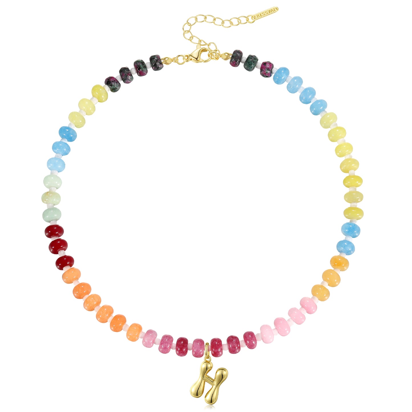 Colorful Beaded Choker Bubble Letter Pendant