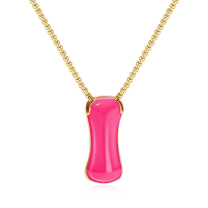 Bubble Letter Colorful Enamel Initial Necklace