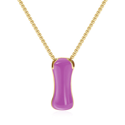 Bubble Letter Colorful Enamel Initial Necklace