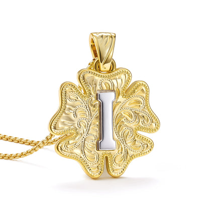 Flower Pendant Initial Necklace