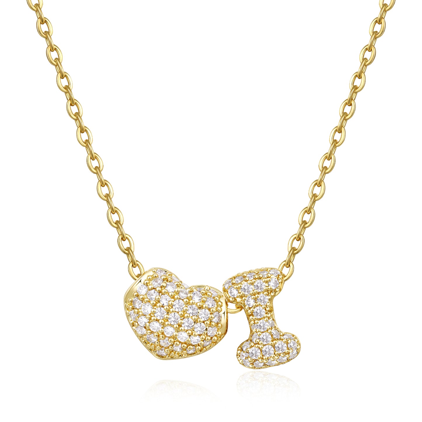 Bubble Heart Initial Necklaces