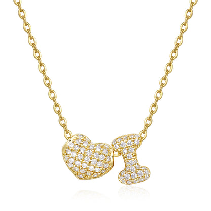 Bubble Heart Initial Necklaces