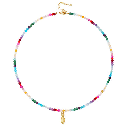 Beaded Bubble Letter Initial Pendant Necklace