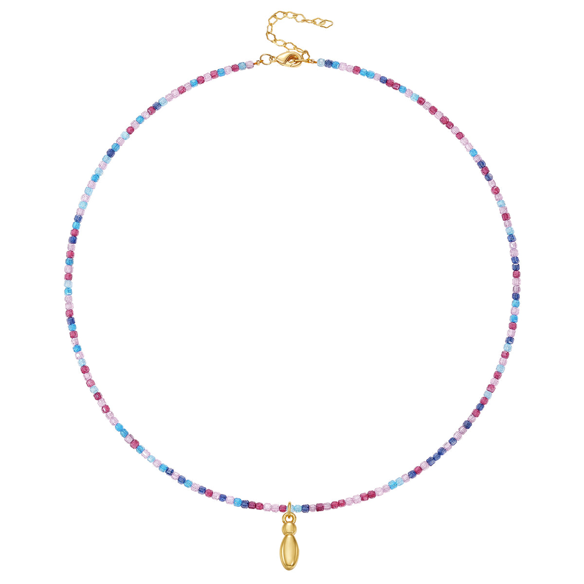Beaded Bubble Letter Initial Pendant Necklace