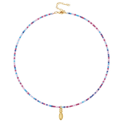 Beaded Bubble Letter Initial Pendant Necklace