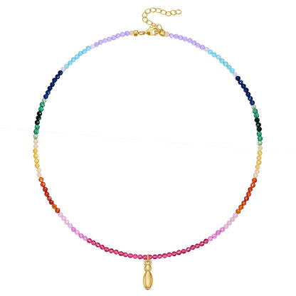 Beaded Bubble Letter Pendant Rainbow Choker