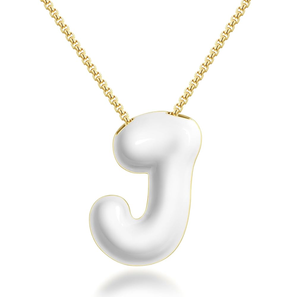 Bubble Letter Colorful Enamel Initial Necklace