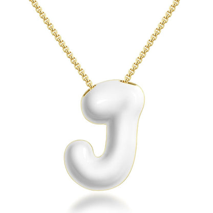 Bubble Letter Colorful Enamel Initial Necklace