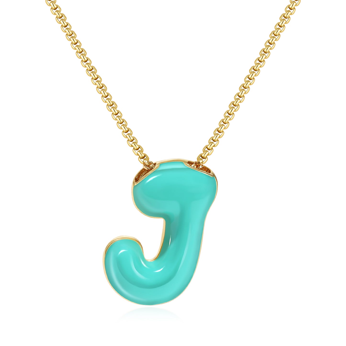 Bubble Letter Colorful Enamel Initial Necklace