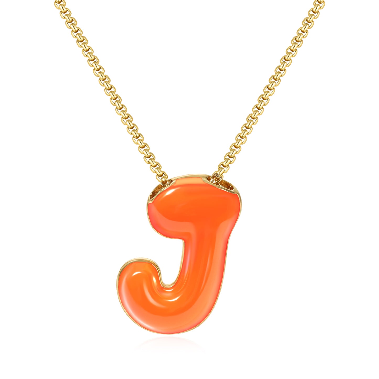 Bubble Letter Colorful Enamel Initial Necklace
