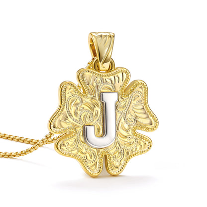 Flower Pendant Initial Necklace