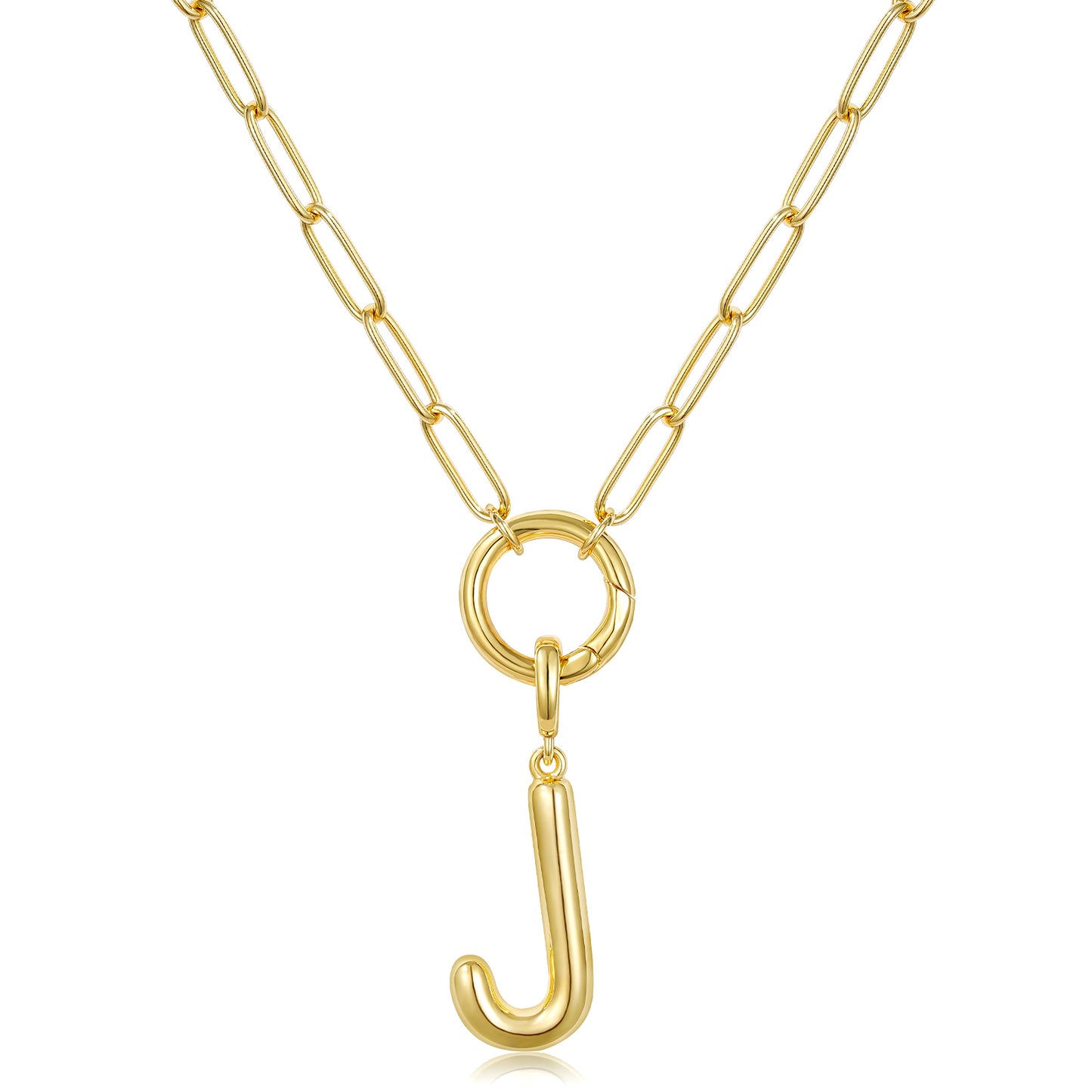 Gold Plated Initial Necklace with Removable Balloon Letter Pendant