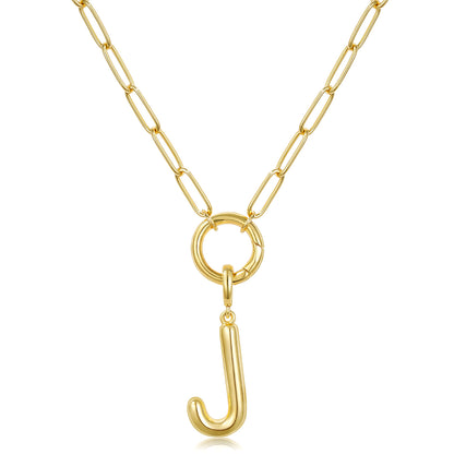 Gold Plated Initial Necklace with Removable Balloon Letter Pendant
