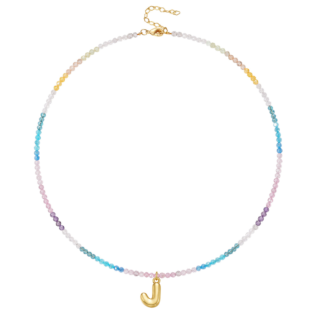 Beaded Bubble Letter Initial Pendant Necklace