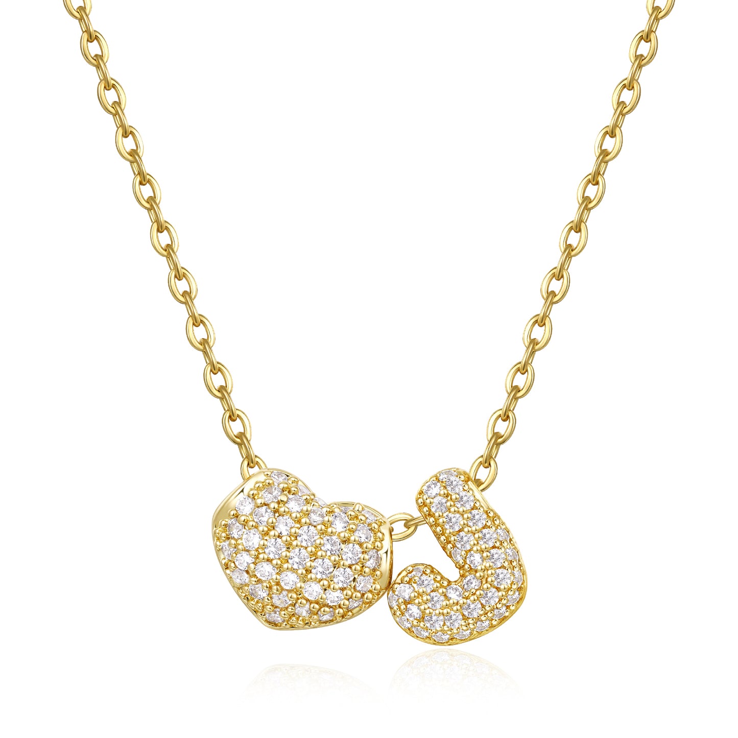 Bubble Heart Initial Necklaces