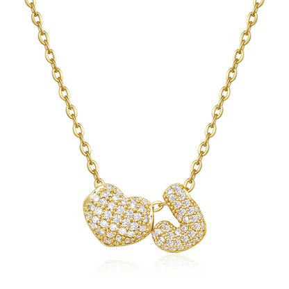 Bubble Heart Initial Necklaces