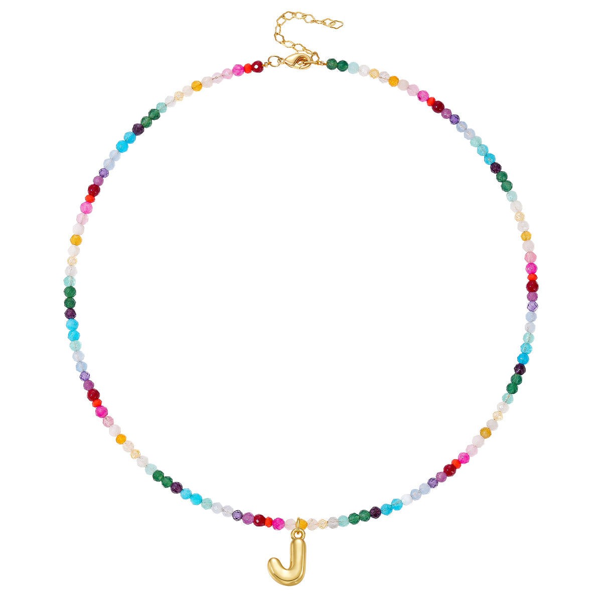 Beaded Bubble Letter Initial Pendant Necklace