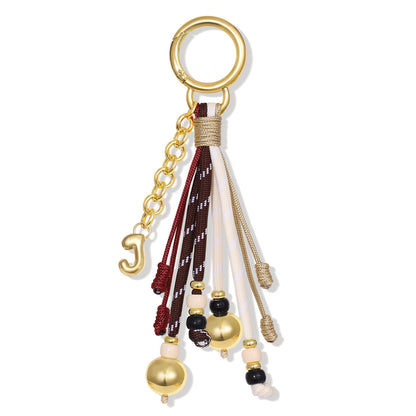 Initial Bag Charm Colorful Rope Puffy Letter Purse Keychain