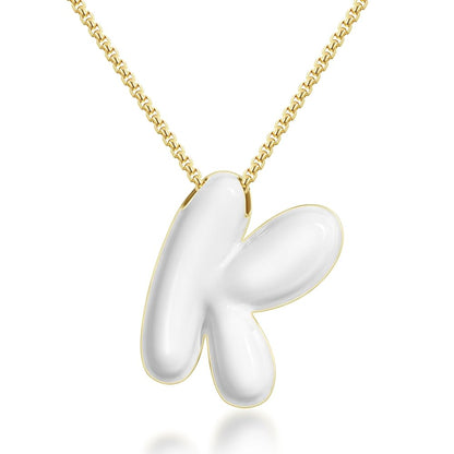 Bubble Letter Colorful Enamel Initial Necklace