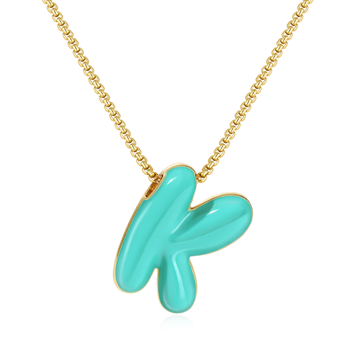 Bubble Letter Colorful Enamel Initial Necklace