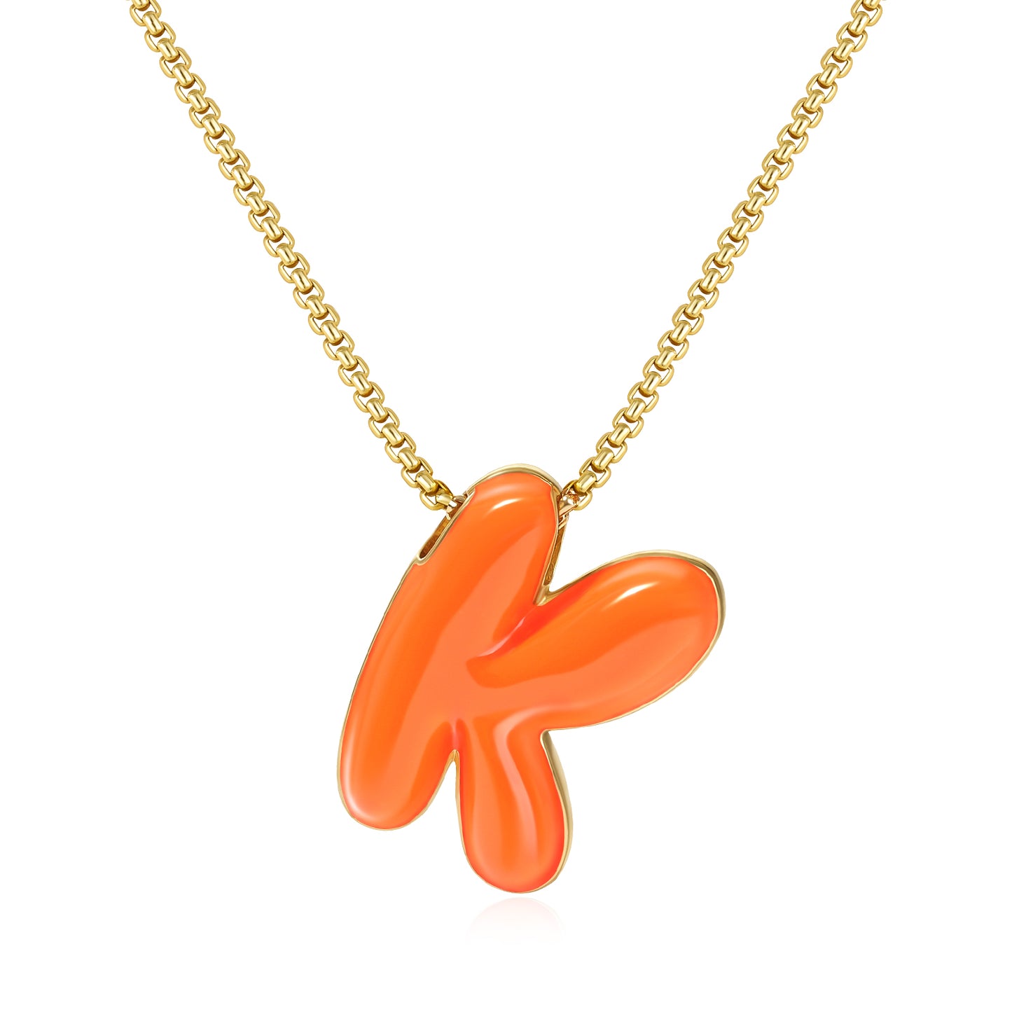Bubble Letter Colorful Enamel Initial Necklace