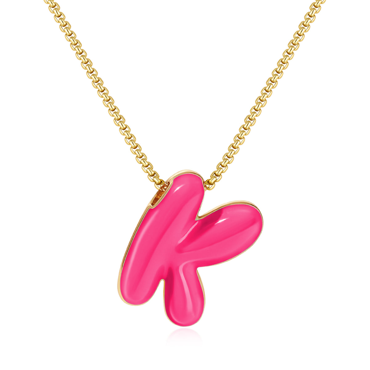 Bubble Letter Colorful Enamel Initial Necklace
