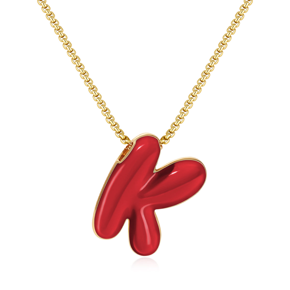 Bubble Letter Colorful Enamel Initial Necklace
