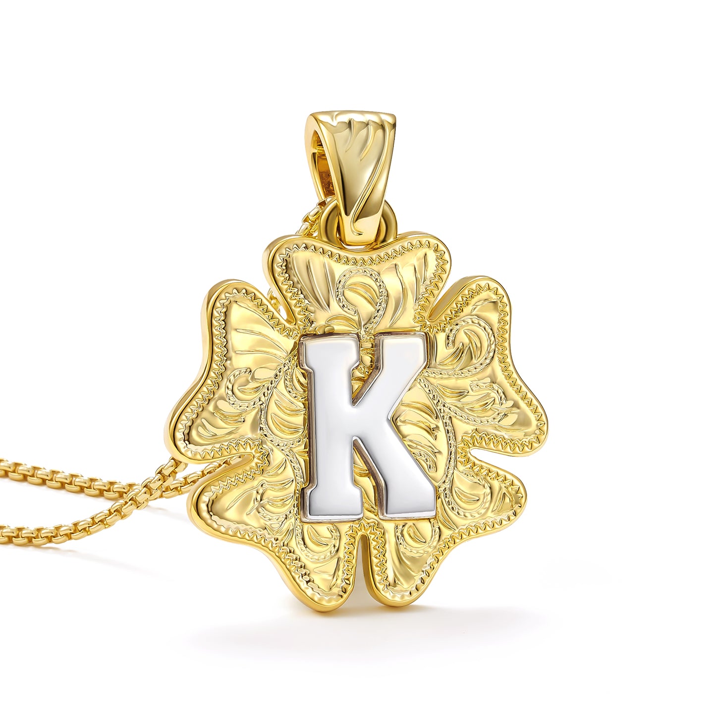 Flower Pendant Initial Necklace