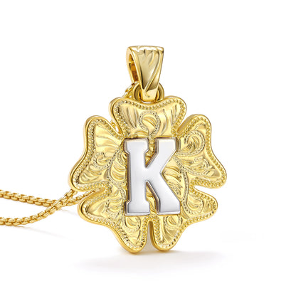 Flower Pendant Initial Necklace