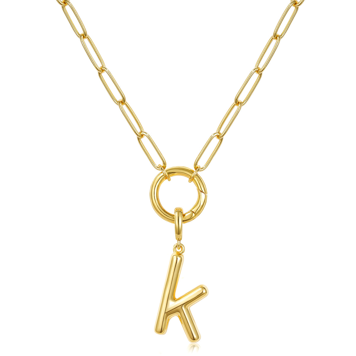 Gold Plated Initial Necklace with Removable Balloon Letter Pendant
