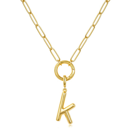 Gold Plated Initial Necklace with Removable Balloon Letter Pendant