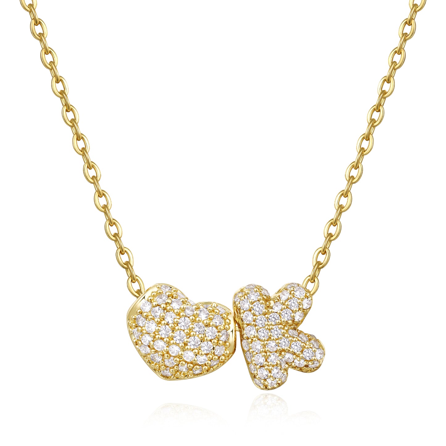 Bubble Heart Initial Necklaces