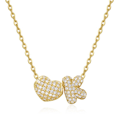 Bubble Heart Initial Necklaces