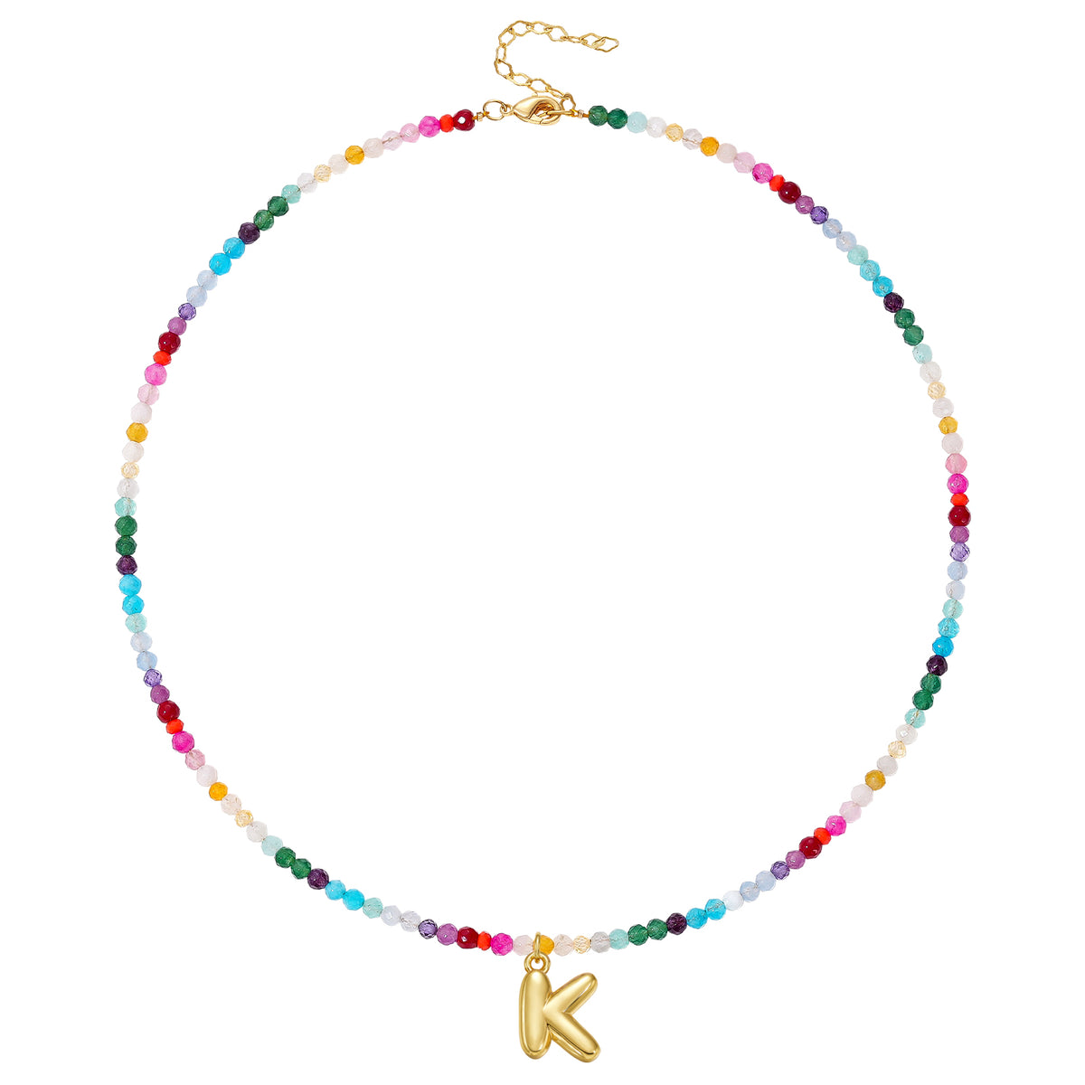 Beaded Bubble Letter Initial Pendant Necklace