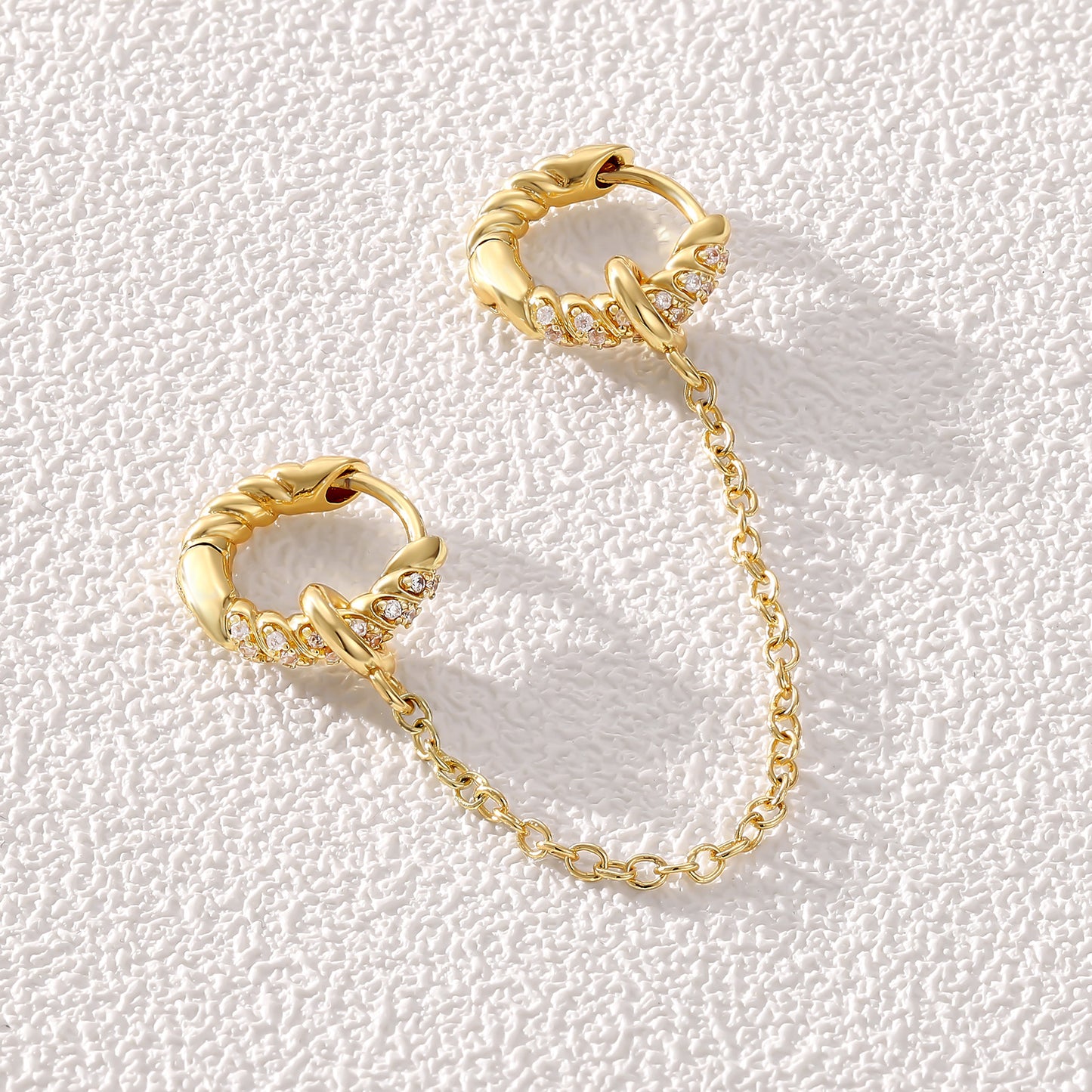 Single/Double Detachable Multi-Wear Huggie Hoop Chain Earrings