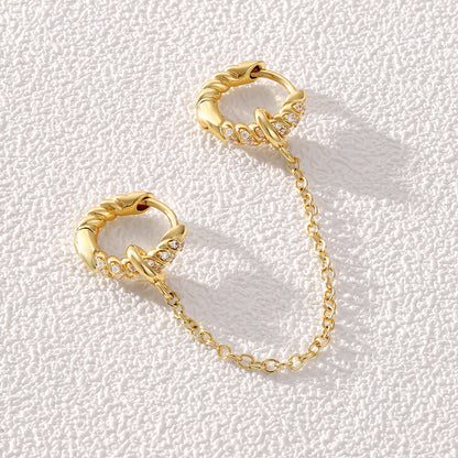 Single/Double Detachable Multi-Wear Huggie Hoop Chain Earrings