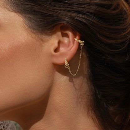 Single/Double Detachable Multi-Wear Huggie Hoop Chain Earrings