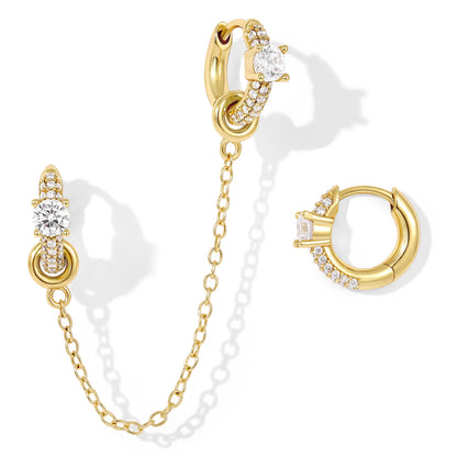 Single/Double Detachable Multi-Wear Huggie Hoop Chain Earrings