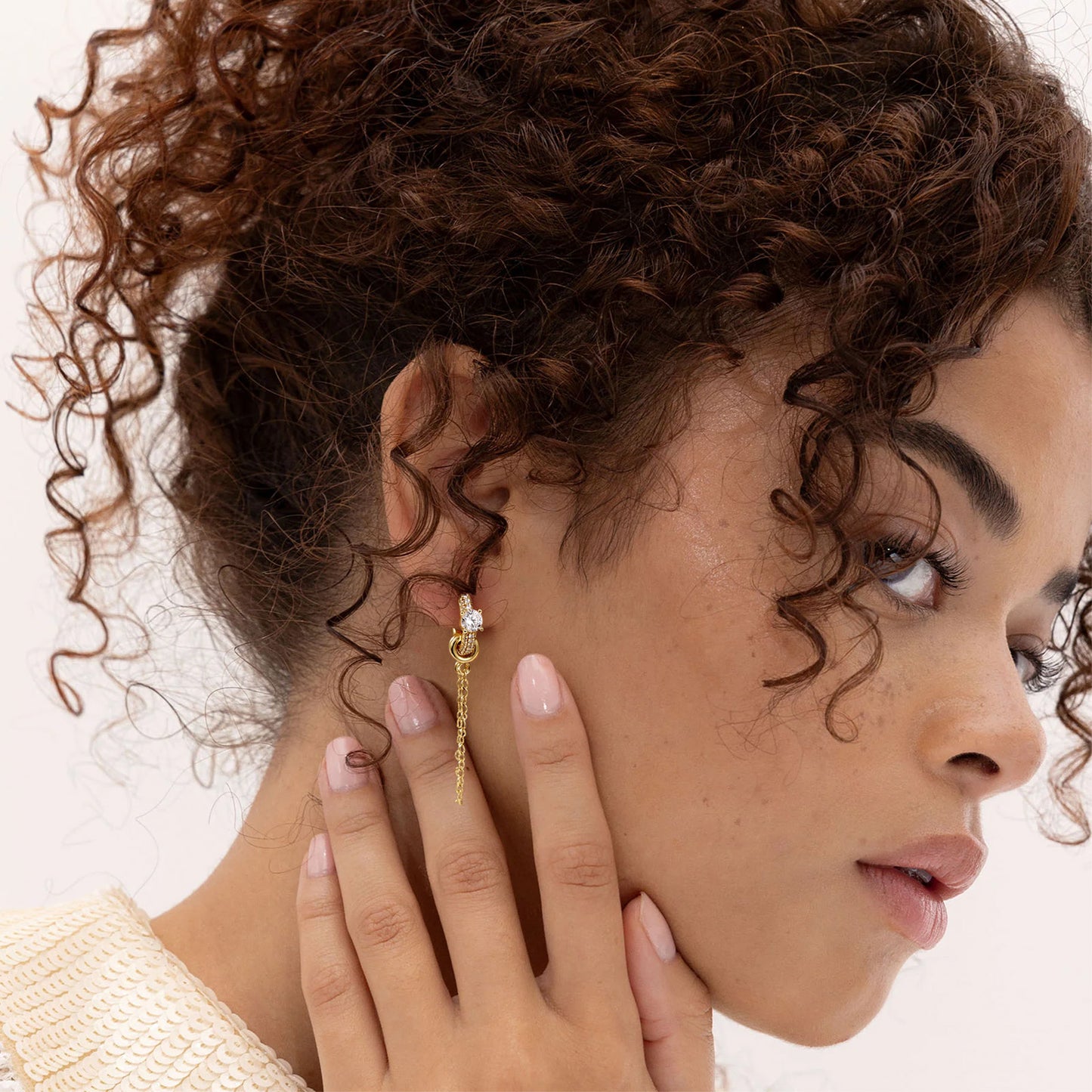 Single/Double Detachable Multi-Wear Huggie Hoop Chain Earrings