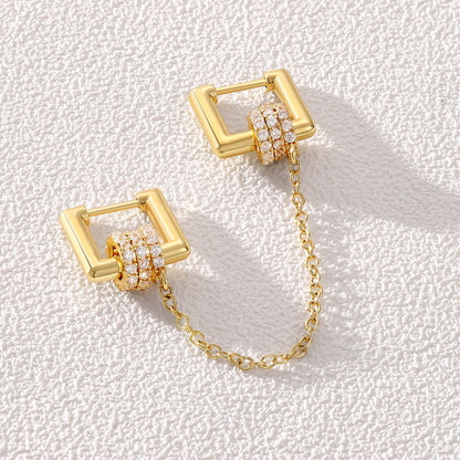 Single/Double Detachable Multi-Wear Huggie Hoop Chain Earrings