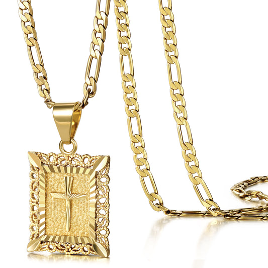 Square Cross Pendant Necklace
