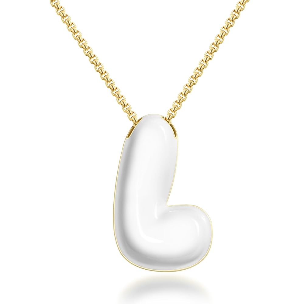 Bubble Letter Colorful Enamel Initial Necklace
