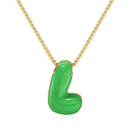 Bubble Letter Colorful Enamel Initial Necklace