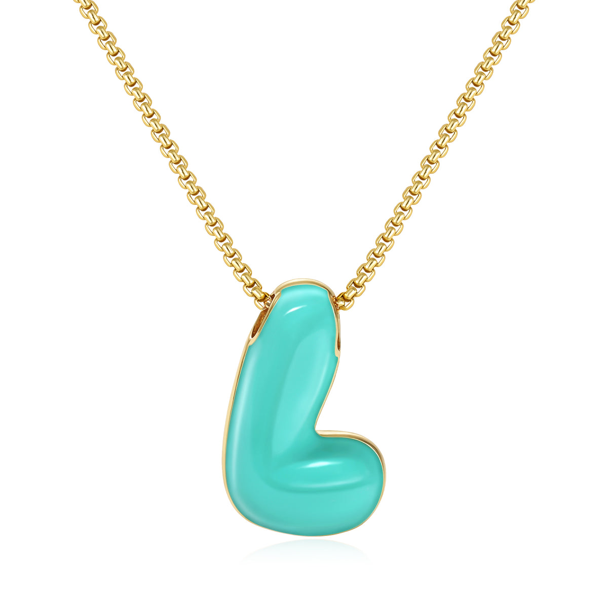 Bubble Letter Colorful Enamel Initial Necklace