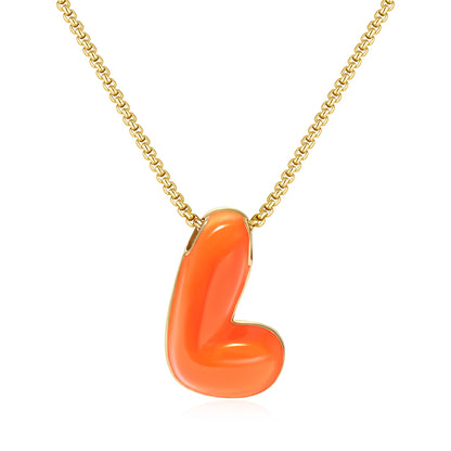 Bubble Letter Colorful Enamel Initial Necklace