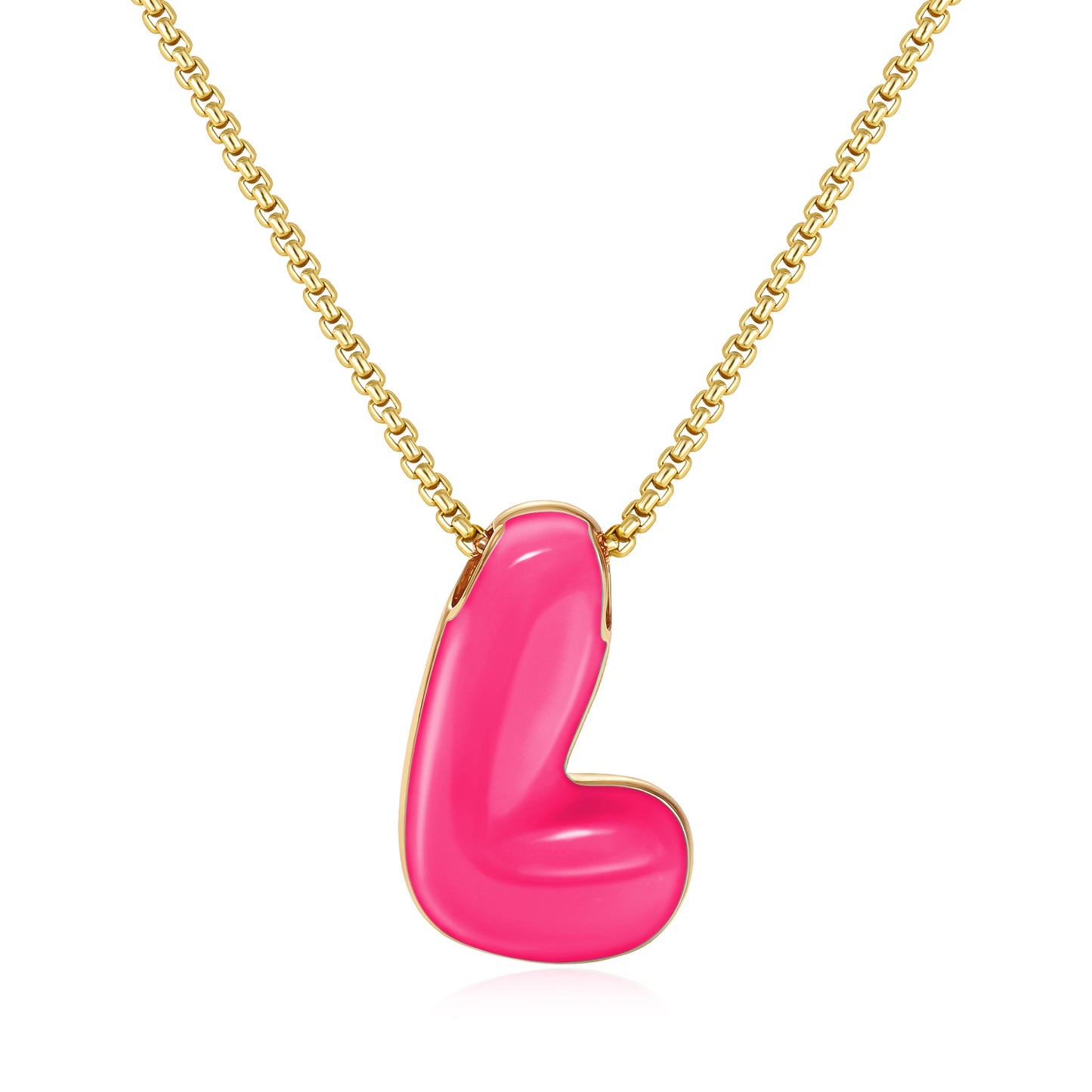 Bubble Letter Colorful Enamel Initial Necklace