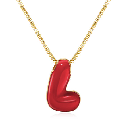 Bubble Letter Colorful Enamel Initial Necklace